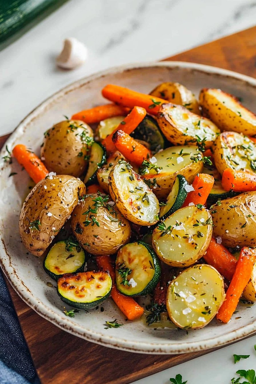 Garlic Herb Roasted Potatoes with Carrots and Zucchini