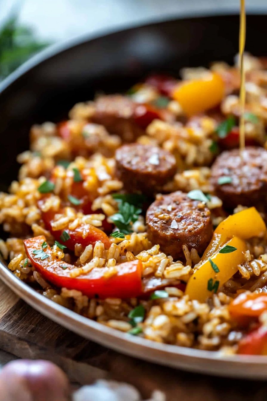 Cajun Chicken Sausage and Rice Skillet