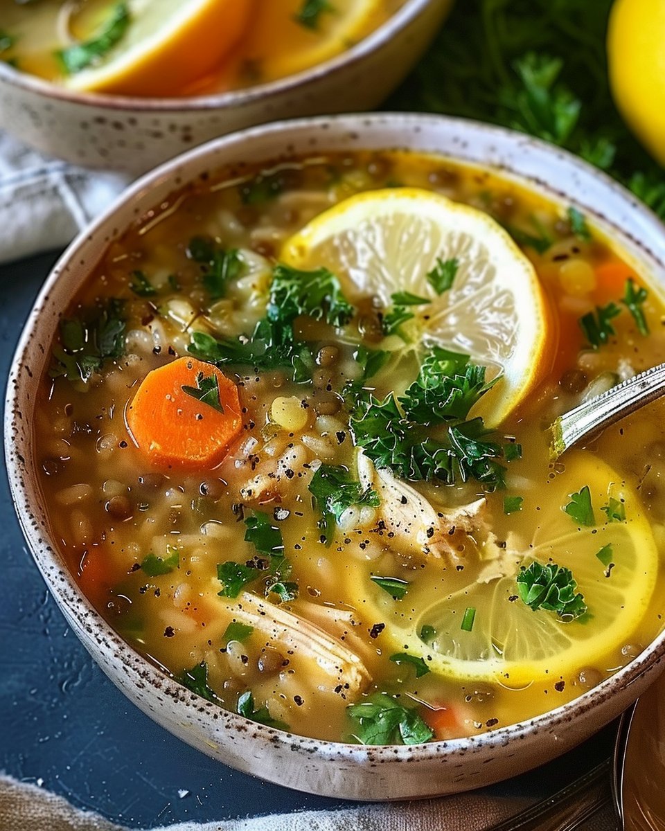 Lemon-Garlic Chicken, Rice & Lentil Soup: Nourishing Comfort in Every Spoonful