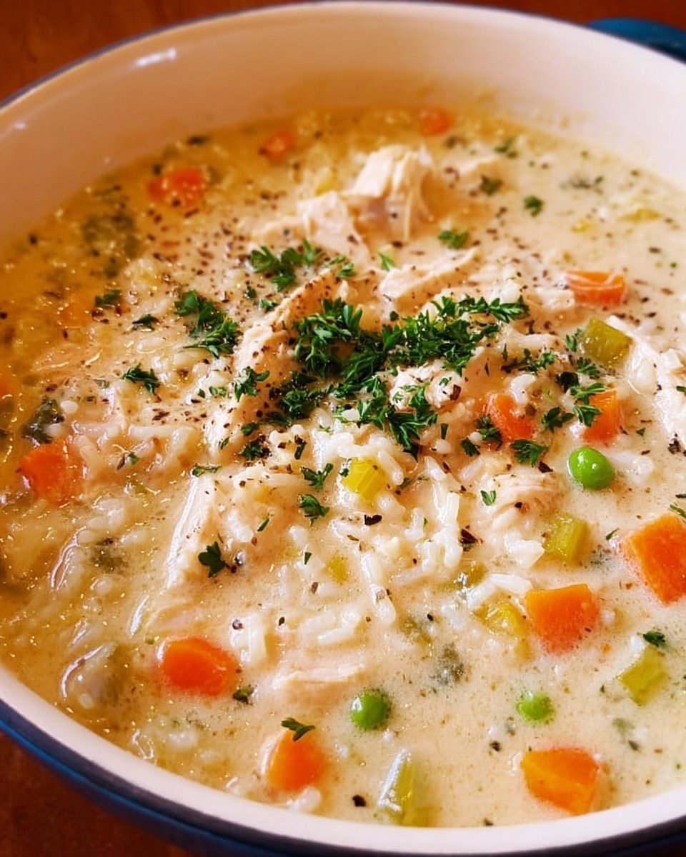 Simple Creamy Ranch Chicken Rice Soup