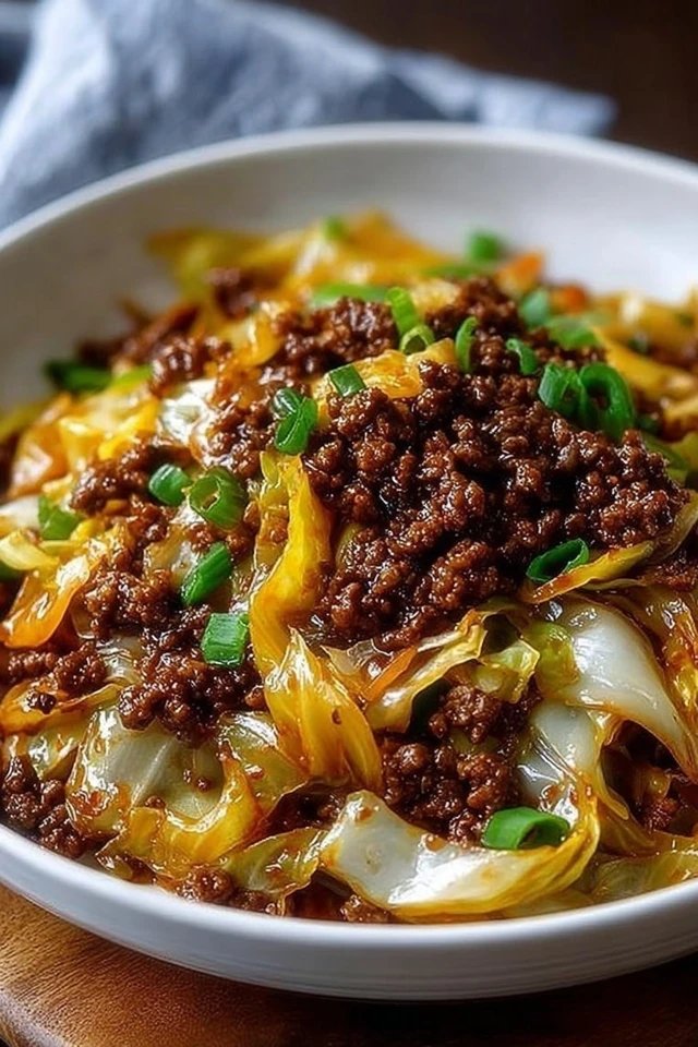 Low Carb Mongolian Ground Beef Cabbage Recipe