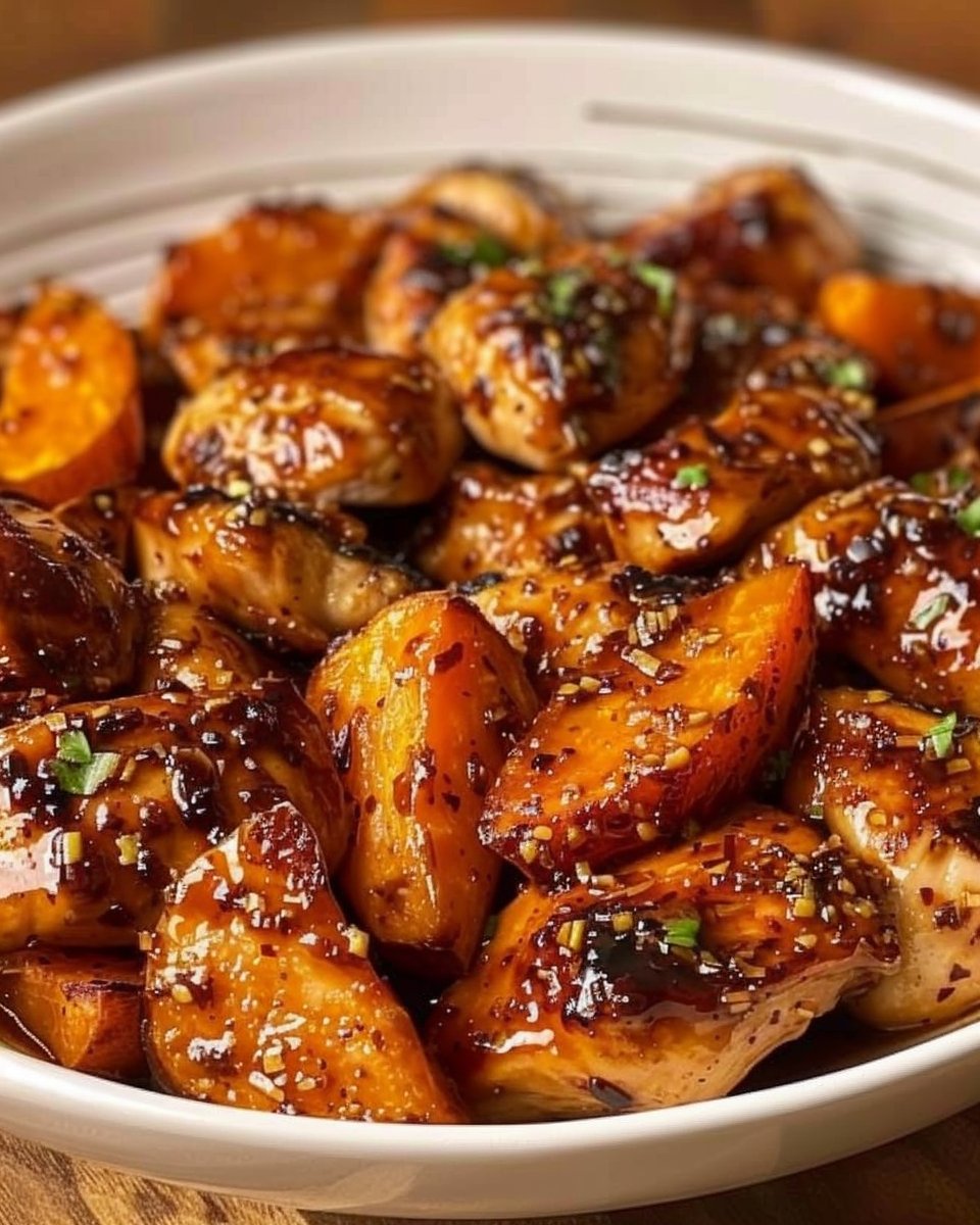 Honey Garlic Chicken with Sweet Potatoes