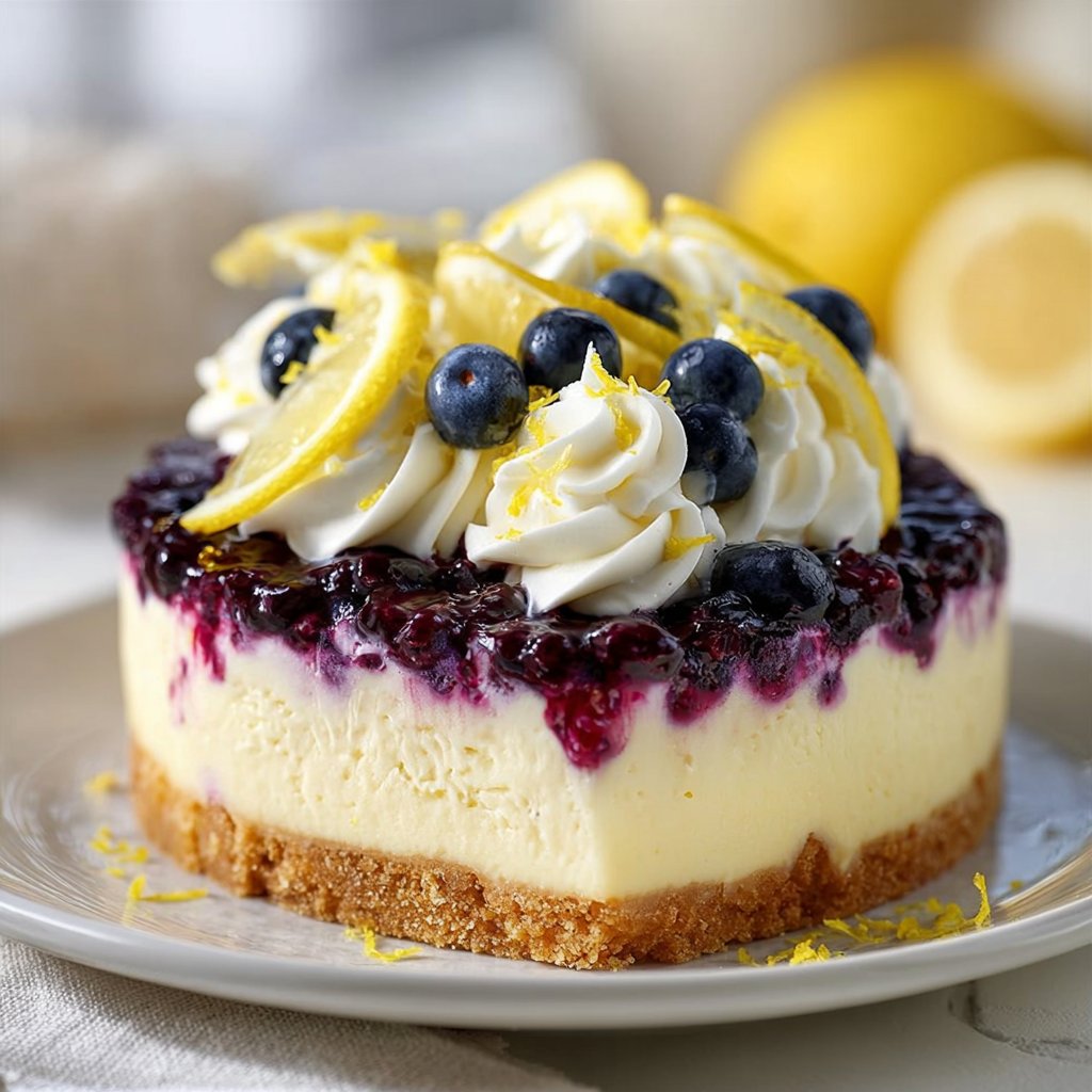 Lemon Cheesecake with Blueberries