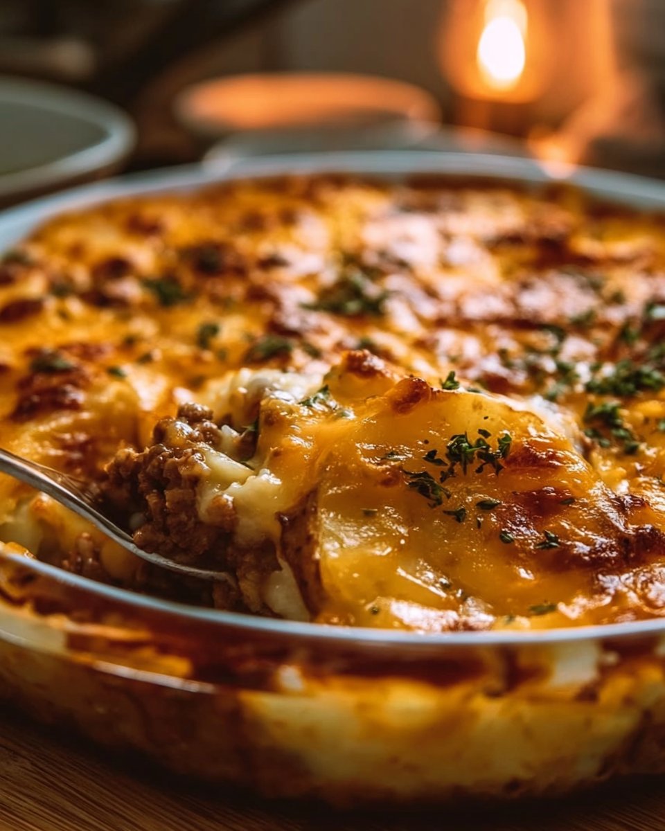 Cheesy Hamburger Potato Casserole Recipe