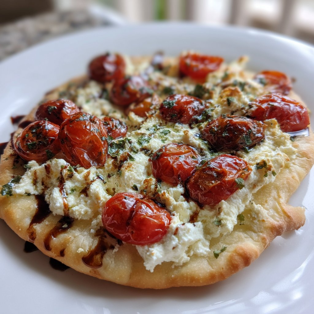 Savory Herbed Ricotta Flatbread with Jammy Tomatoes