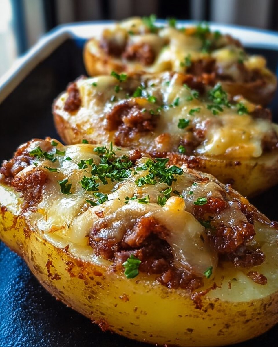 Ofenkartoffeln gef&uuml;llt mit K&auml;se und Hackfleisch