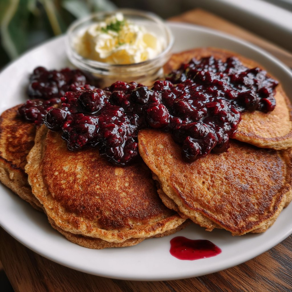 Buckwheat Pancakes with Blueberry Compote 3 Buckwheat Pancakes with Blueberry Compote