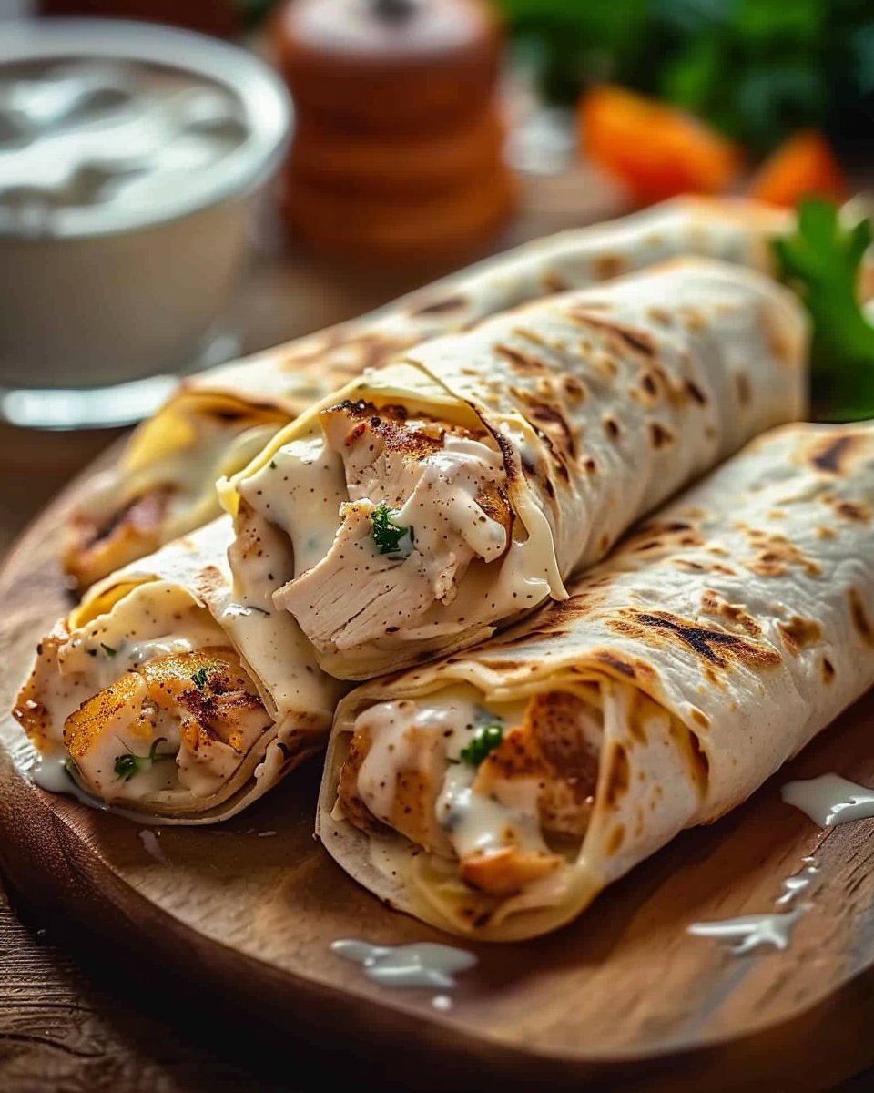 Creamy Cheesy Chicken Alfredo Wraps Delight