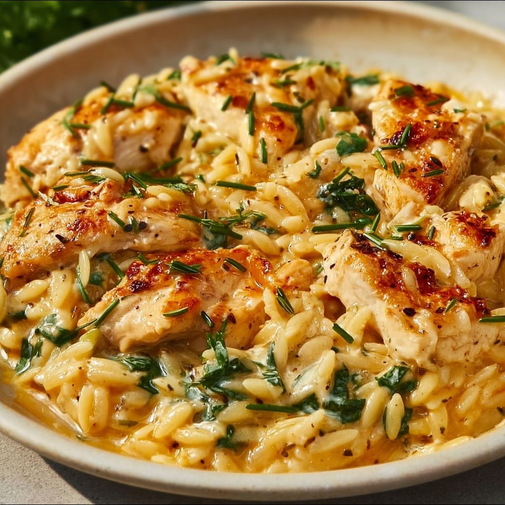 Boursin Orzo with Chicken