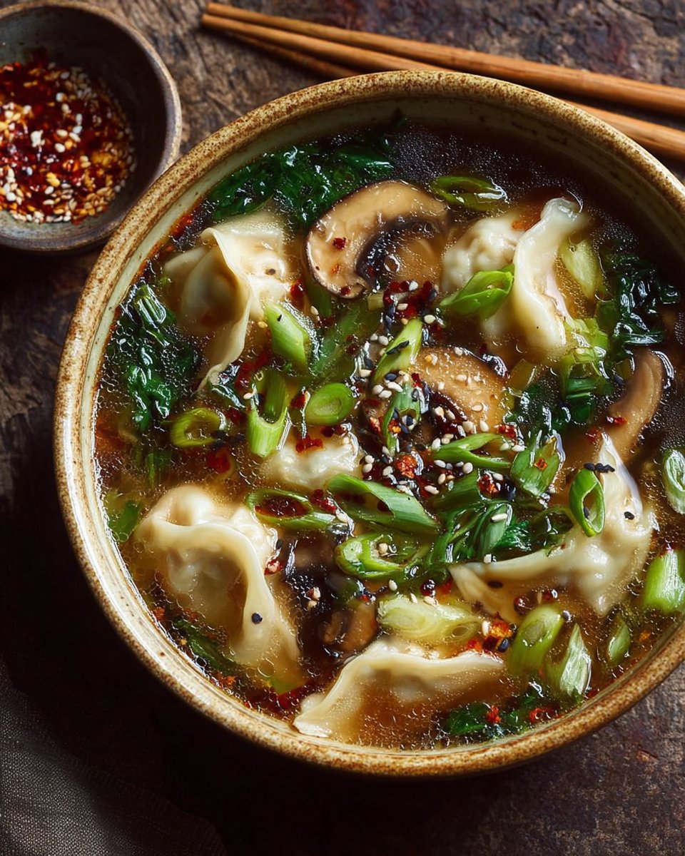 Nourishing Ginger Shiitake Wonton Soup