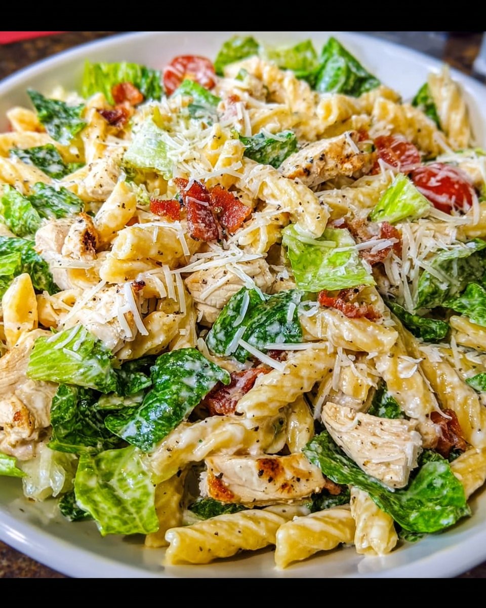 Hühnchen Caesar Pasta Salat