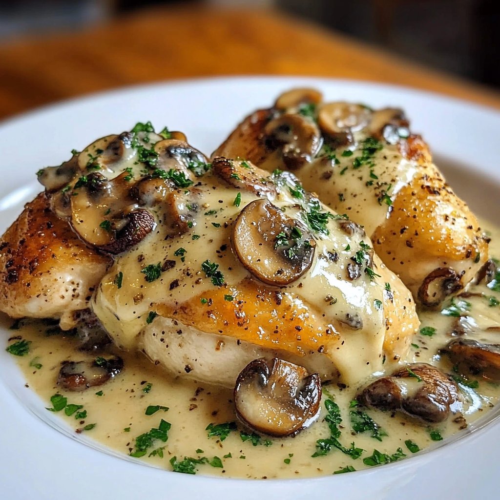 Garlic Butter Mushroom Stuffed Chicken with Creamy Parmesan Sauce: A Flavor-Packed Delight!