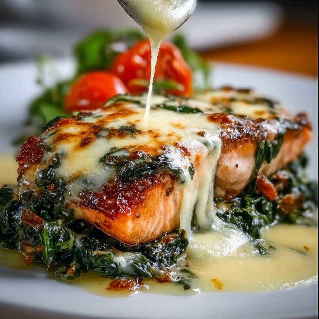 Baked Salmon with Spinach