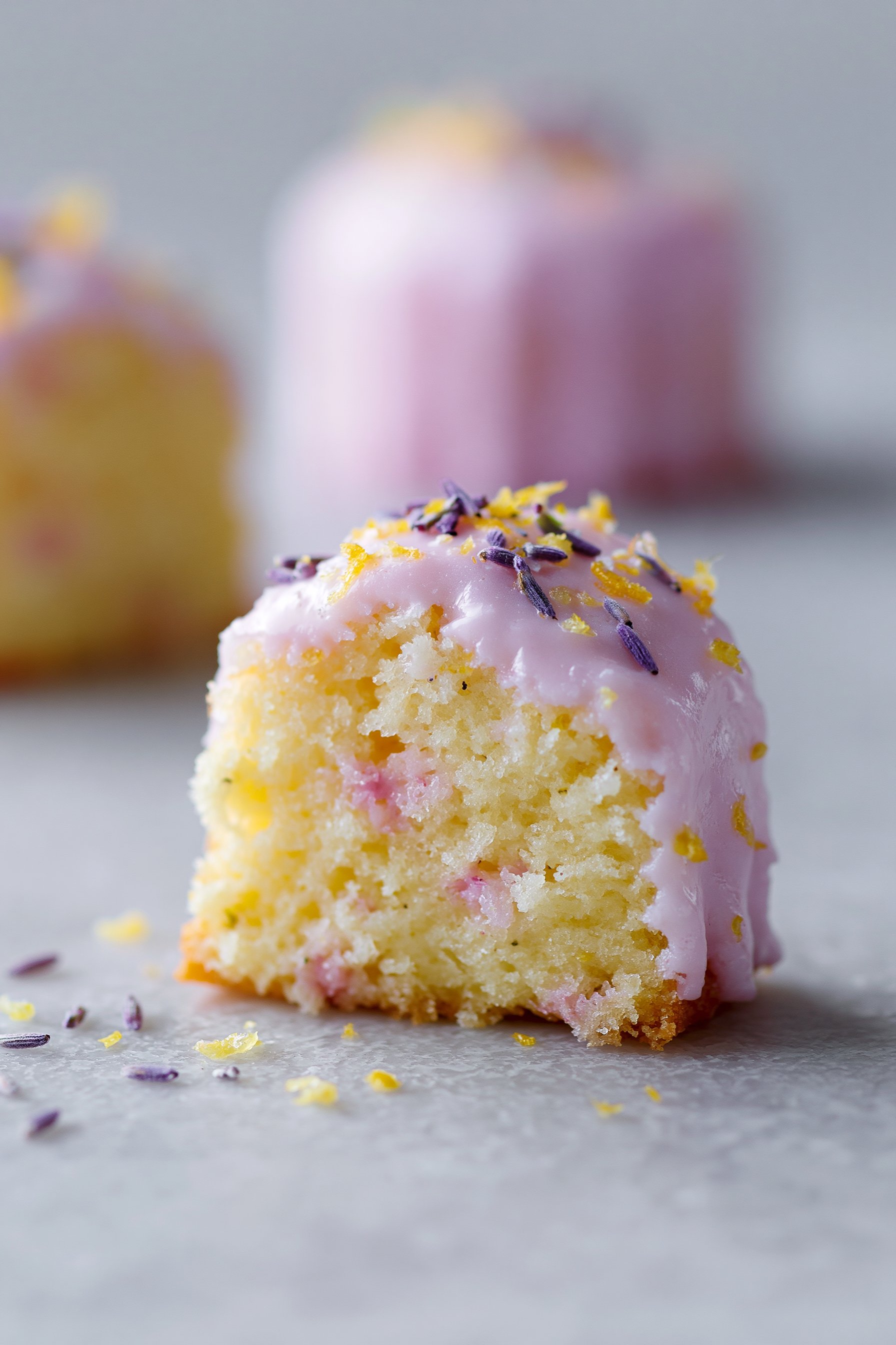 Mini Lemon Cakes With Lavender Glaze