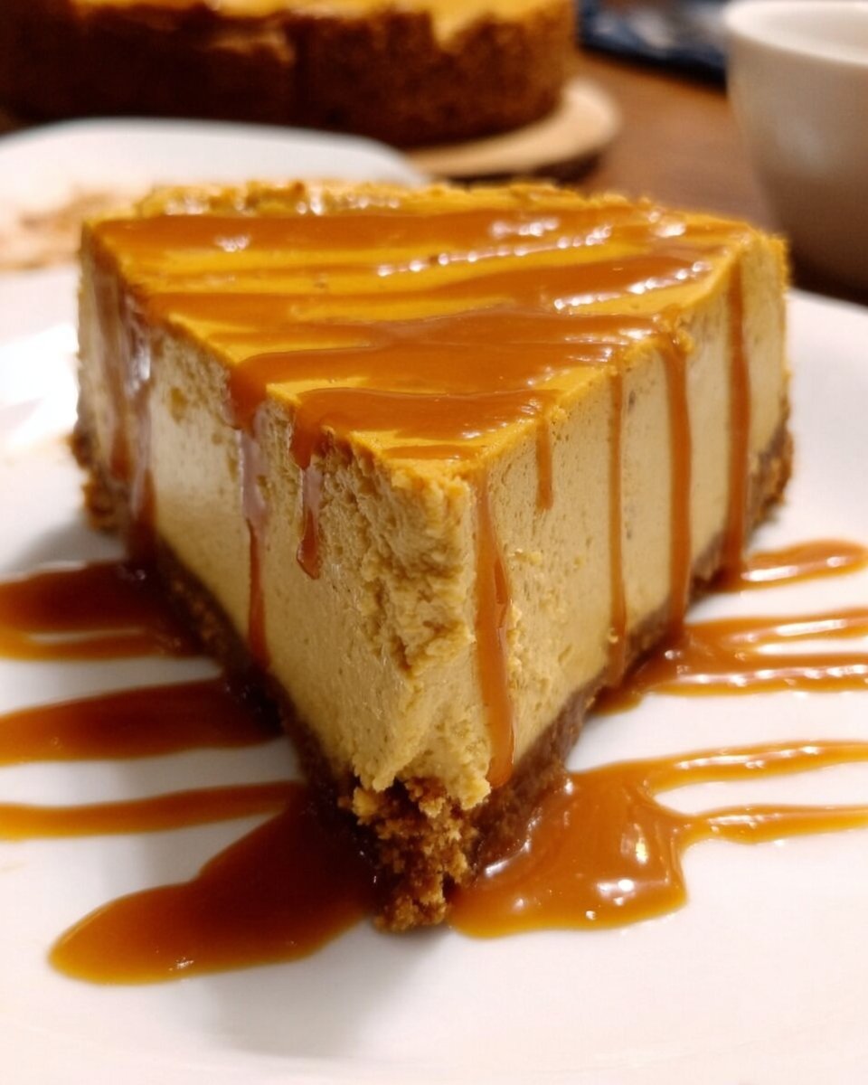 Spiced Pumpkin Cheesecake with Caramel Sauce