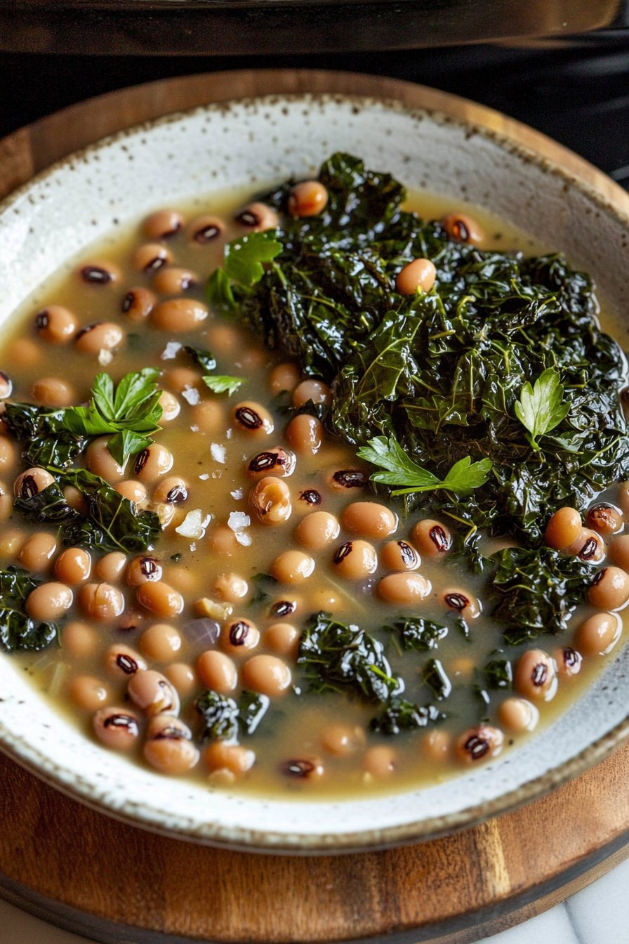 Crockpot Black Eyed Peas and Collard Greens