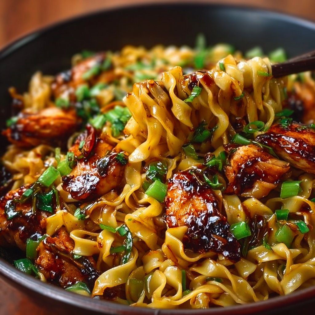 Sticky Garlic Chicken Noodles