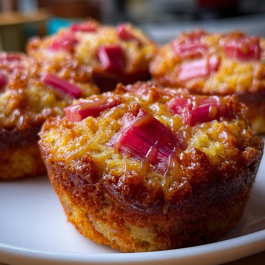 Rhubarb Upside Down Muffins