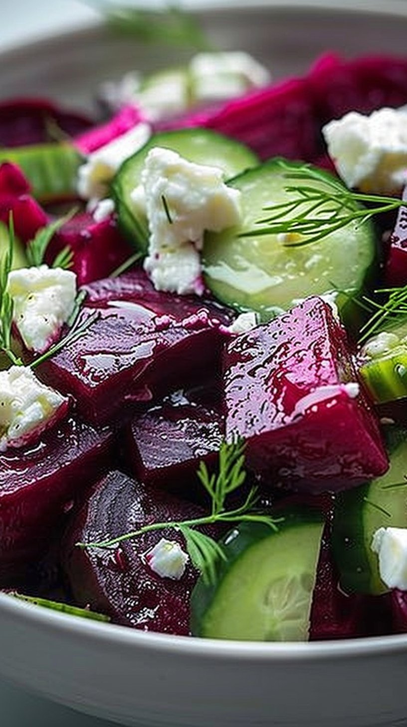 Beet Salad with Feta, Cucumbers, and Dill