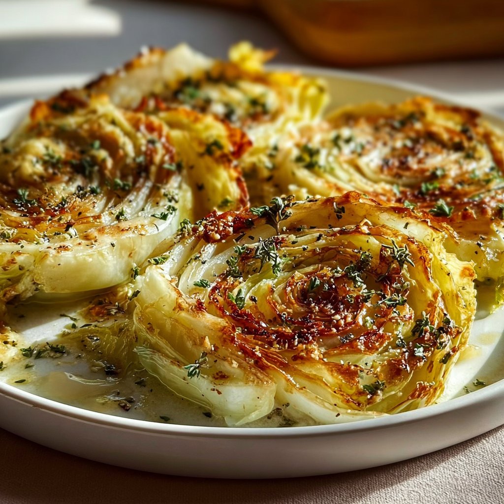 Savory Garlic Butter Roasted Cabbage Steaks Recipe Delight