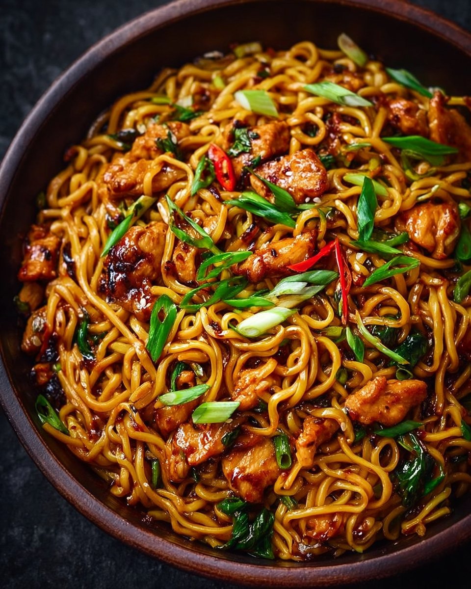 Sticky Garlic Chicken Noodles