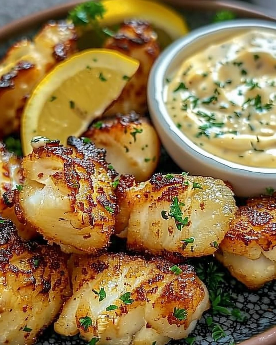 Lemon Butter Fish Bites with Garlic Aioli
