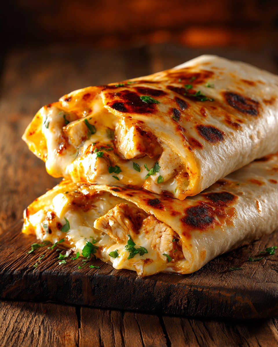 Cheesy Chicken Garlic Wraps