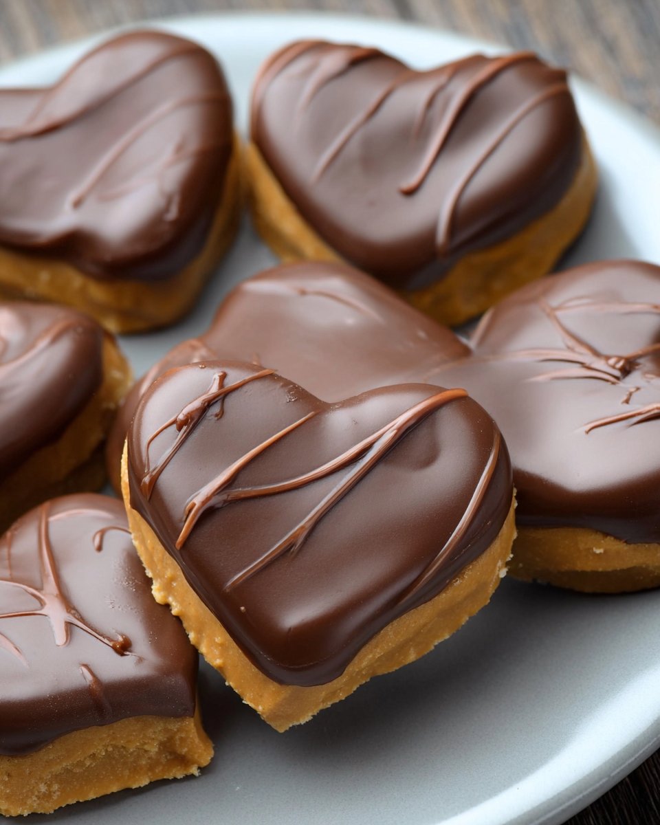 Hausgemachte Erdnussbutter-Schokoladenherzen