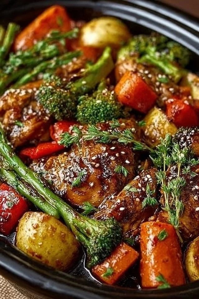 Slow Cooker Honey Garlic Chicken and Veggies