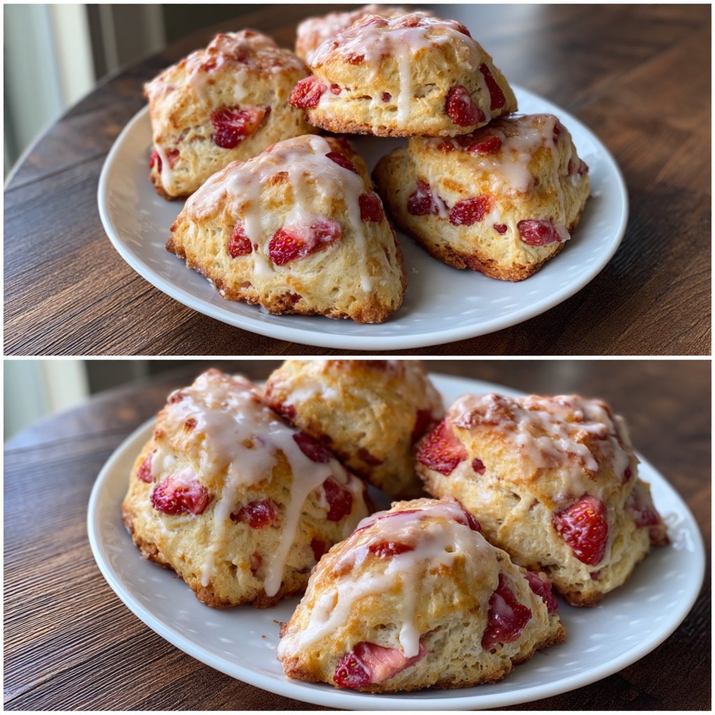 Strawberry Ricotta Scones with Vanilla Glaze 6 Strawberry Ricotta Scones with Vanilla Glaze