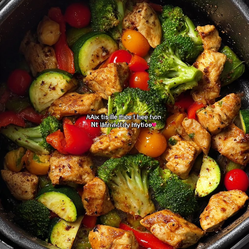 Air Fryer Chicken Breast with Vegetables, Broccoli, Zucchini, Bell Pepper, Keto, Weightloss, Lowcarb