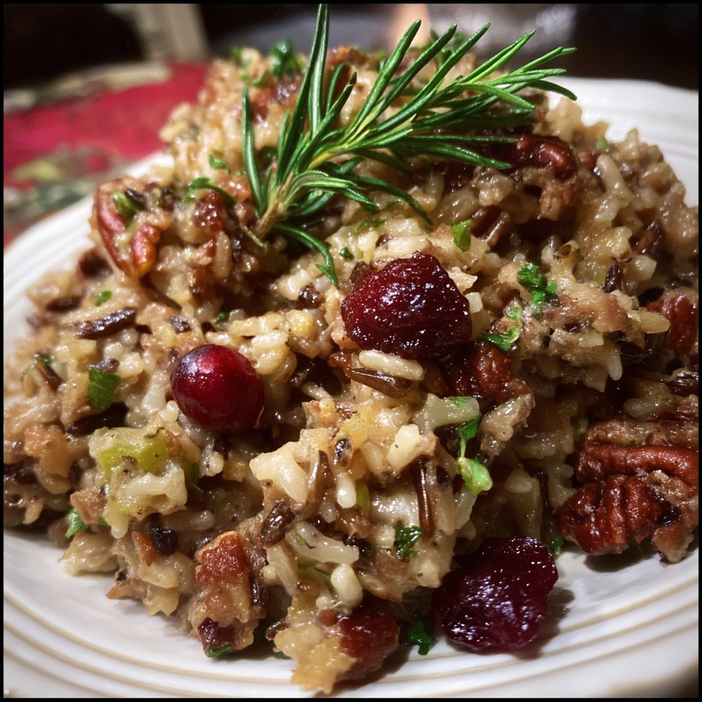 Wild Rice Stuffing with Cranberries and Pecans 2 Wild Rice Stuffing with Cranberries and Pecans