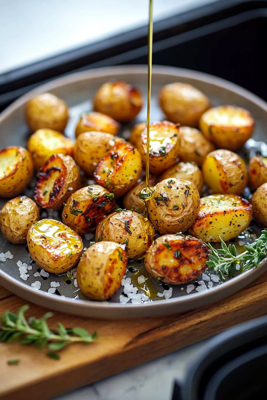 Gold-brown mini potatoes from the hot air fryer