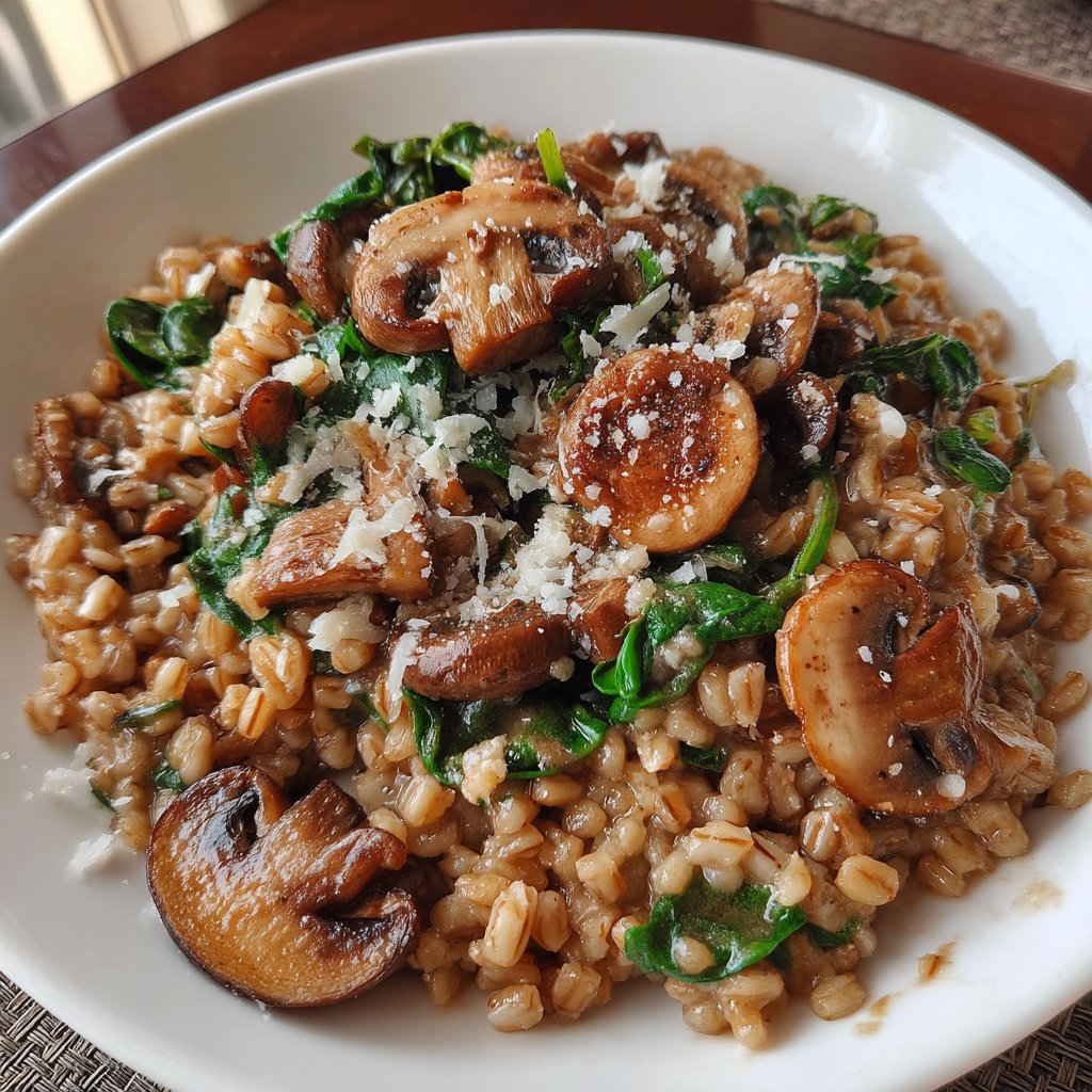 Mushroom & Spinach Farro Risotto