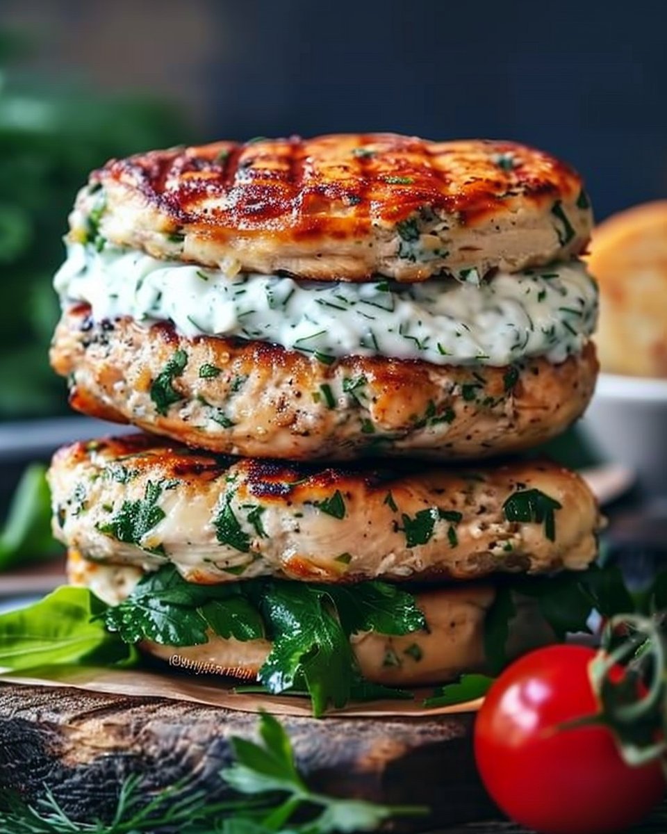 Greek Chicken Burgers with Tzatziki Sauce