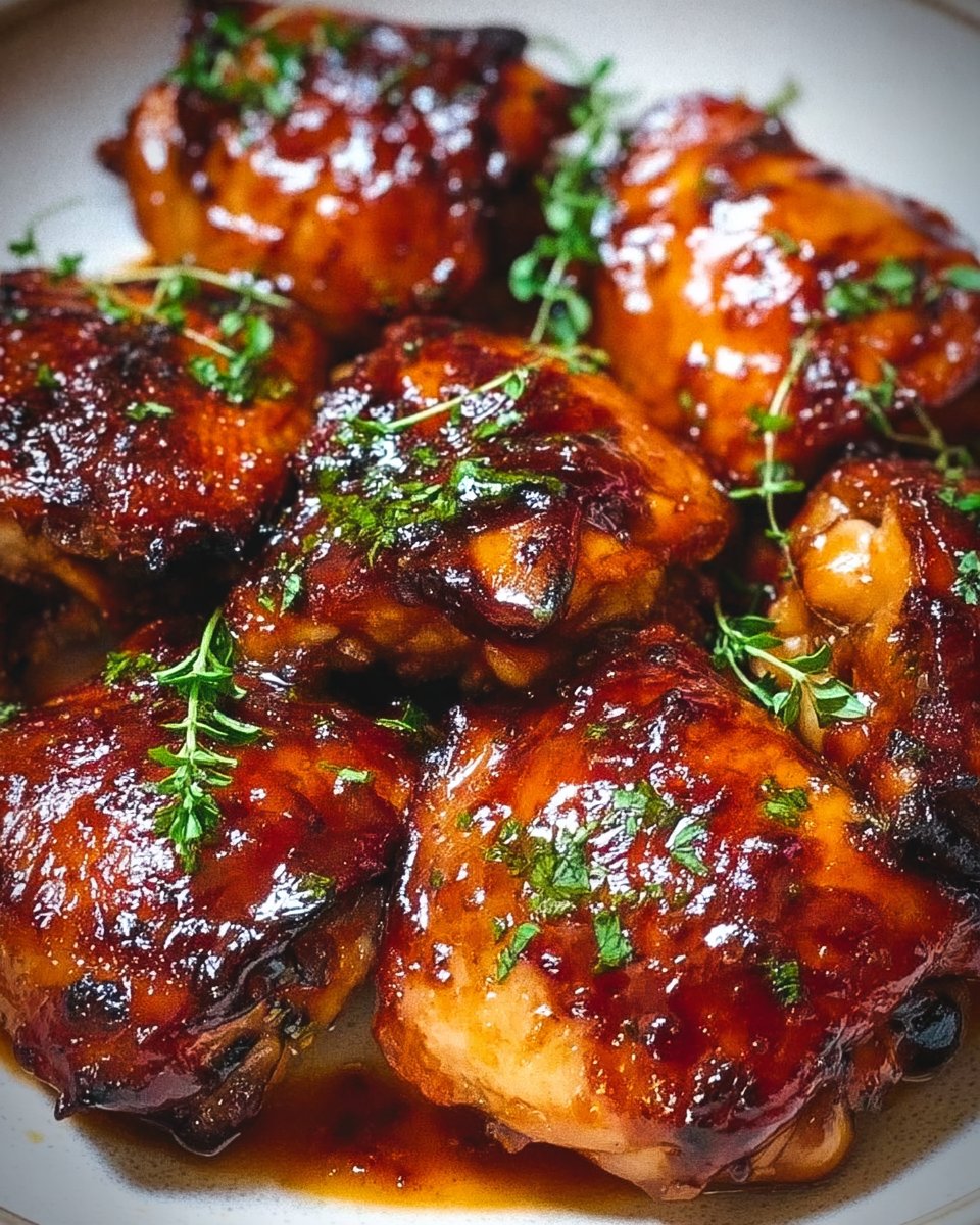 Sticky Caramelized BBQ Chicken Thighs