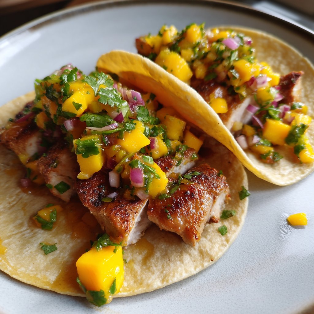 Mango Salsa Chicken Tacos