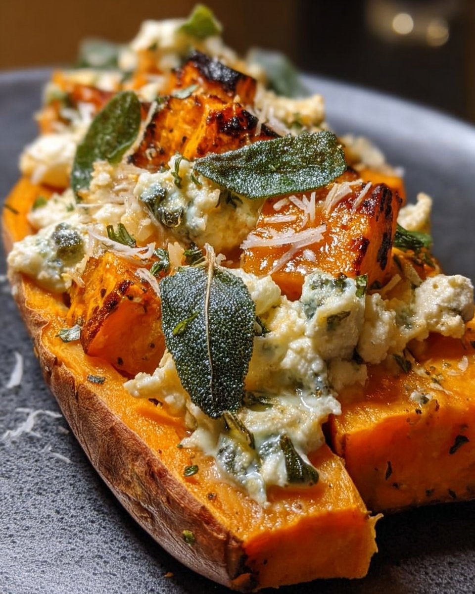 Süßkartoffel mit Ziegenkäse und Salbei