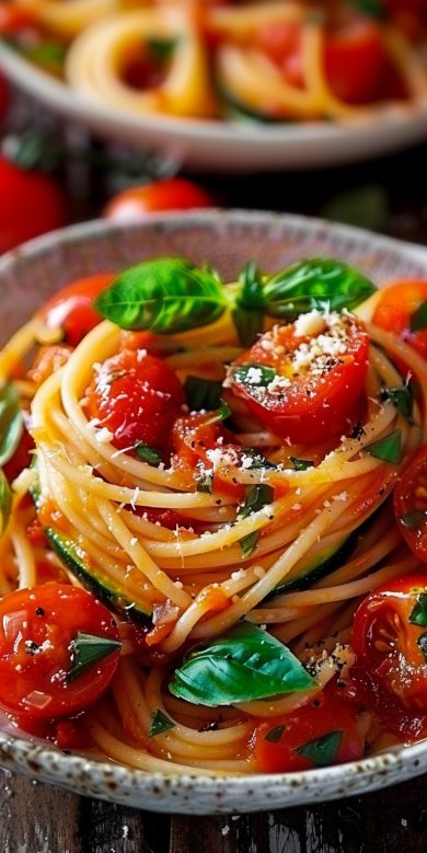 Spaghettis aux Tomates et Courgettes : un délice rapide ! - Cuisiner Avec Eva