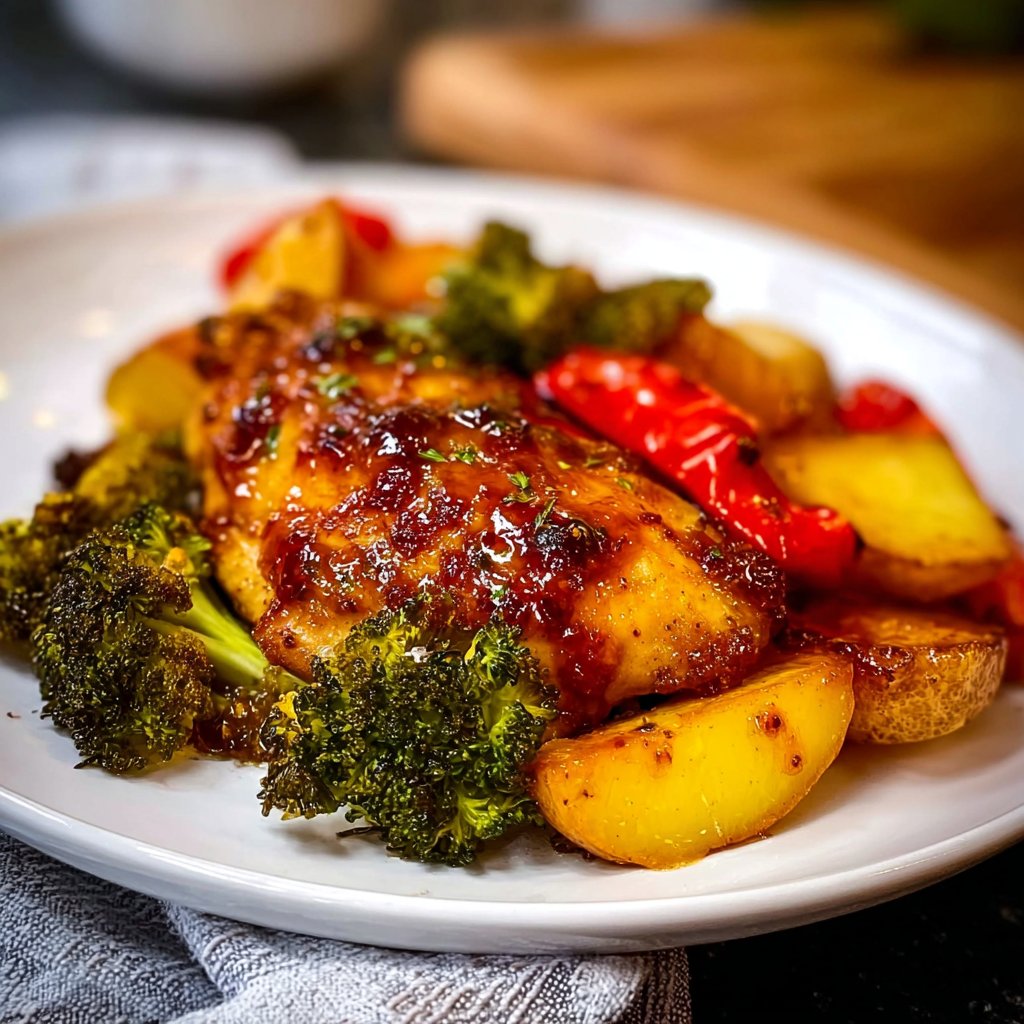 Honey Garlic Chicken Sheet Pan Meal with Roasted Veggies