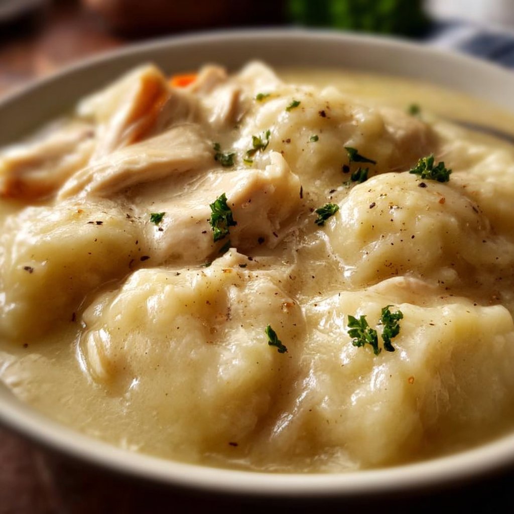 Homemade Cracker Barrel-Style Chicken and Dumplings