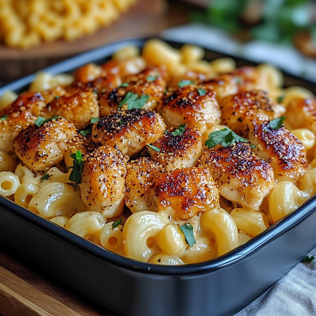 Honey Pepper Chicken with Mac and Cheese