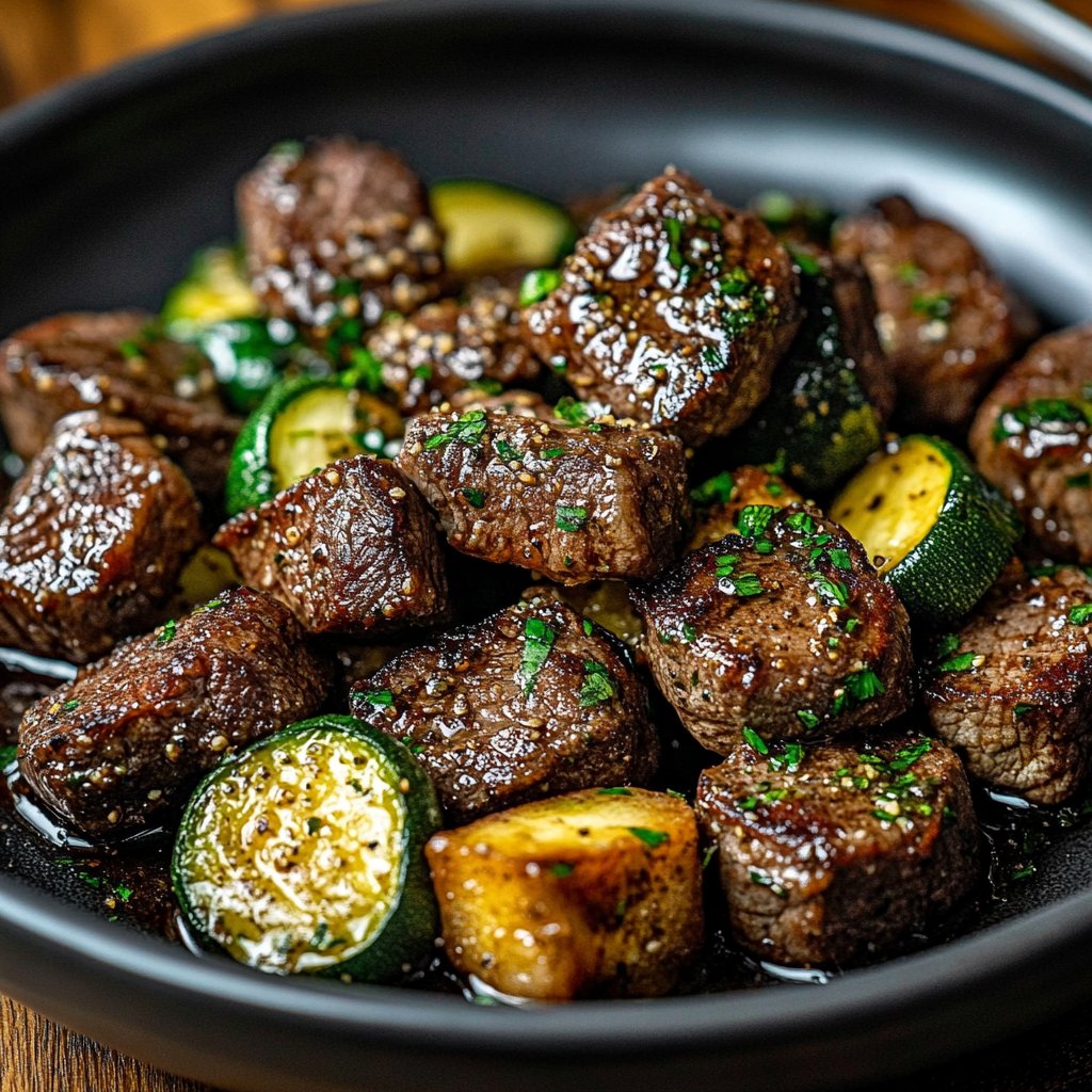 Garlic Butter Steak Bites with Zucchini
