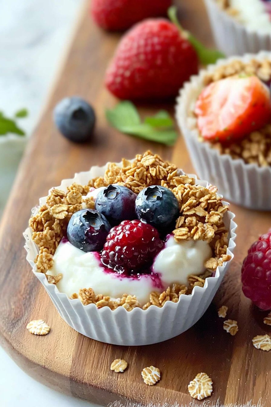 Frozen Yogurt Granola Cups with Berries