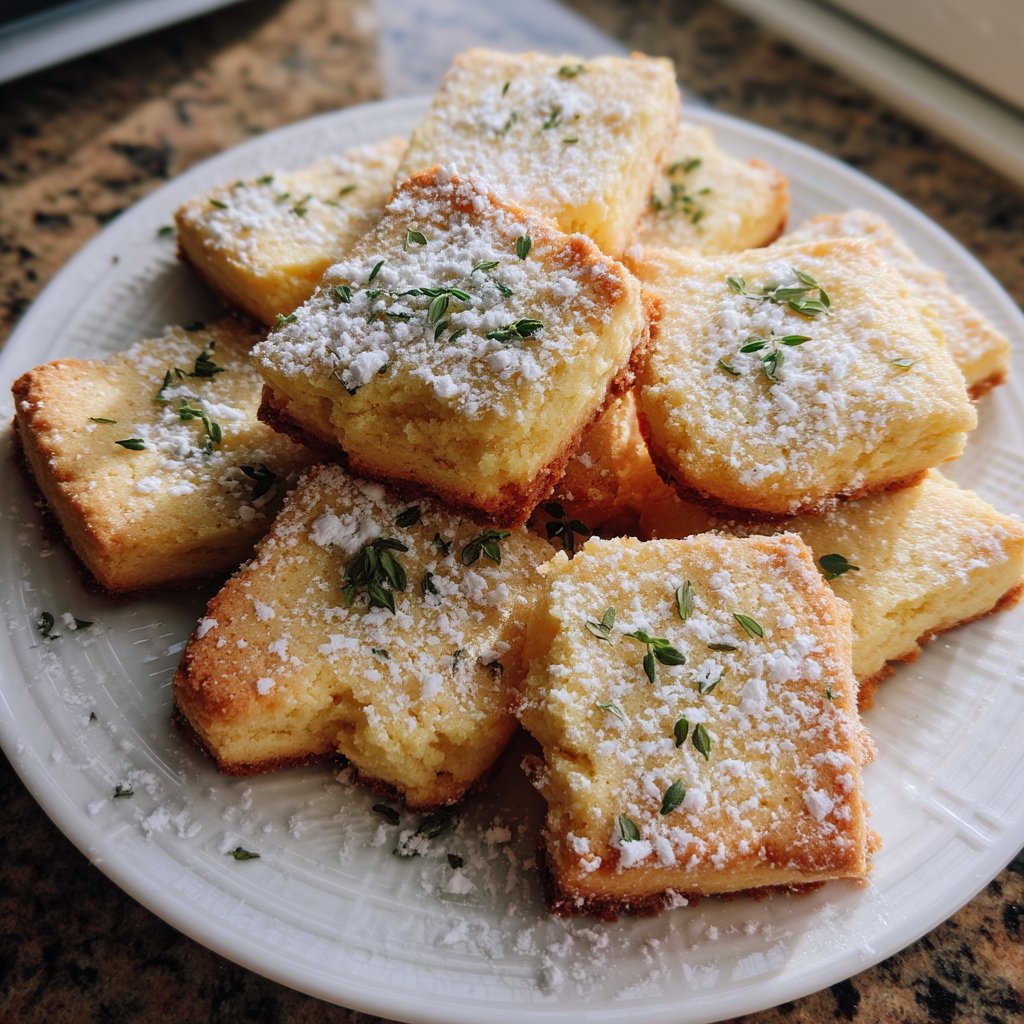 Lemon Thyme Shortbread with Powdered Sugar