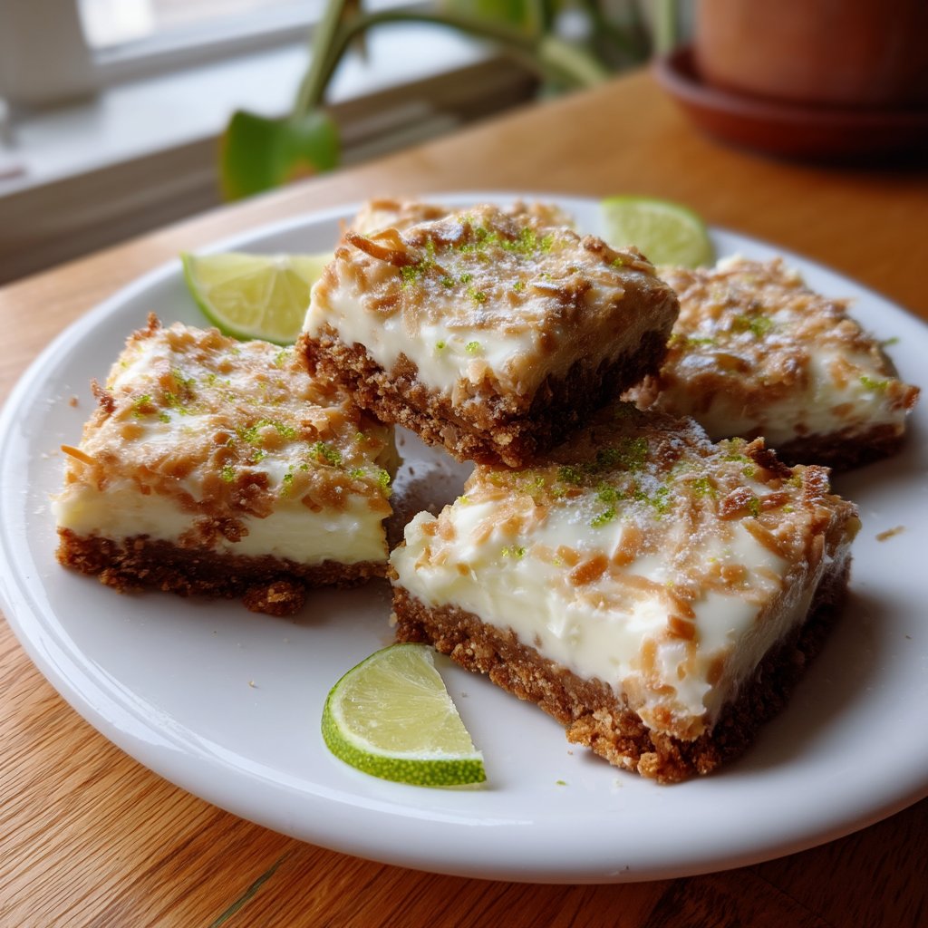 Coconut Lime Icebox Bars with Cookie Crust