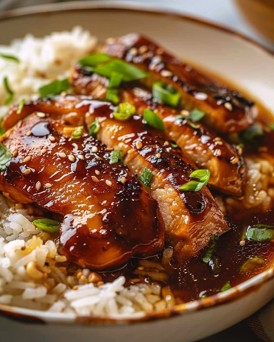 Caramelized Soy Chicken in Garlic Ginger Broth with Rice