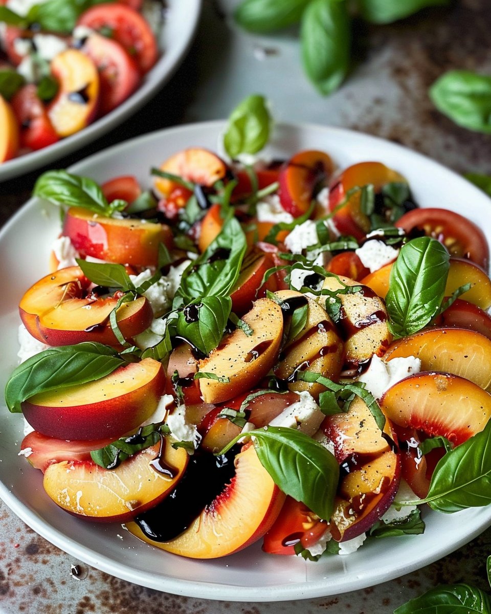 Peach Caprese Salad with Balsamic Glaze 2 Peach Caprese Salad with Balsamic Glaze