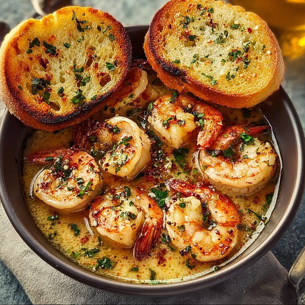 Shrimp Scampi Bowls with Garlic Bread