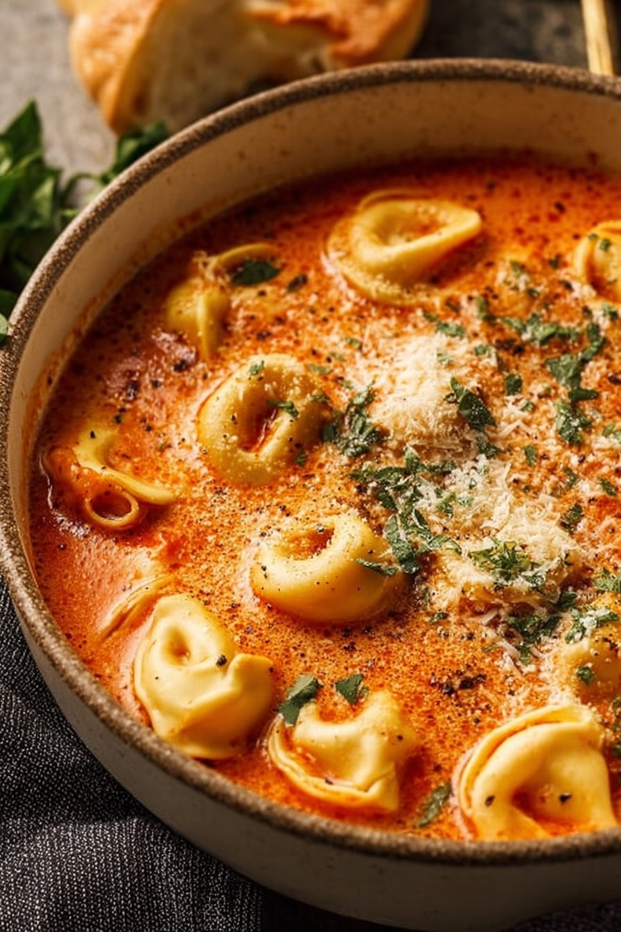 Parmesan Tomato Tortellini Soup
